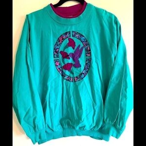 Vintage Long Sleeve Applique' Layered Neck Pullover